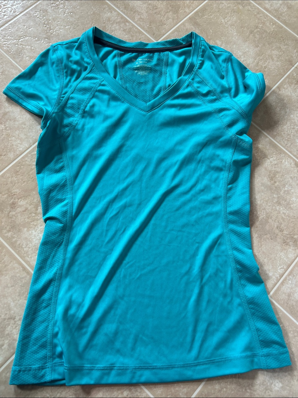 tek gear Women's Short Sleeve V-Neck Active Tee in Teal Blue